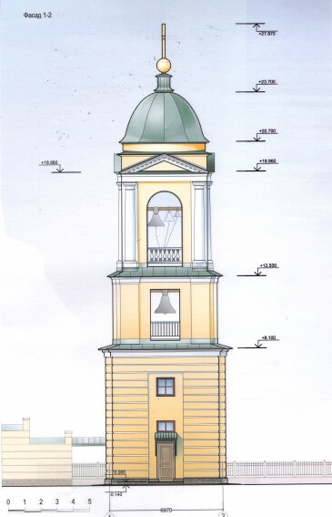 Проект колокольни Благовещенской церкви в Старой Деревне