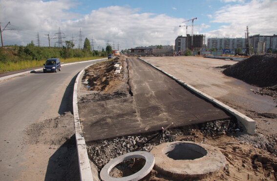Процесс строительства Суздальского шоссе в створе Суздальского проспекта