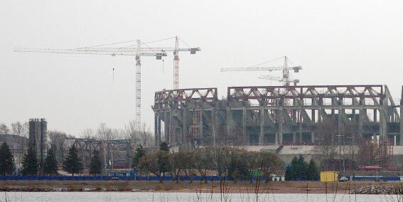 Стройка стадиона на Крестовском