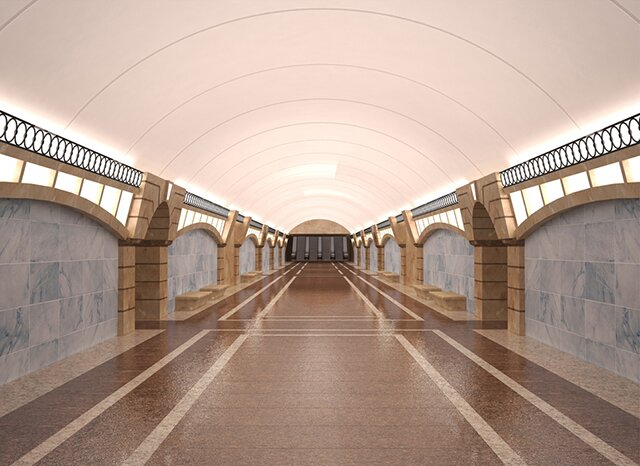 Проект подземного зала станции метро «Горный институт»